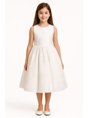 Joan Calabrese Mon Cheri White Communion Flower Girl Dress Embroidered $500, 7
